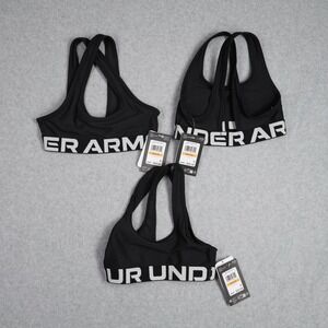Under Armour Sports Bra Girls Small Black G Cross back 3 Pack Athletic